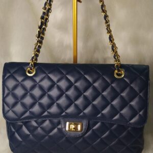 Bolsa Grande Matelassê Âmbar Azul Marinho