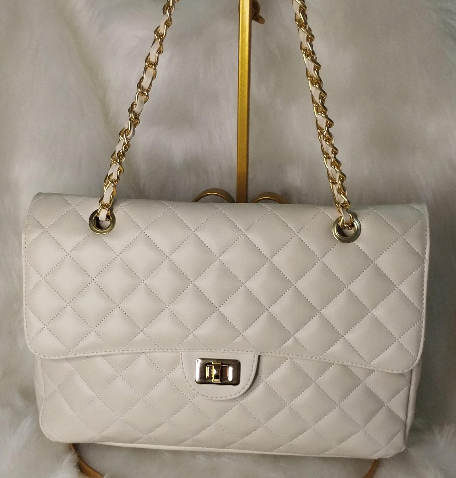 Bolsa Matelassê Grande ÂMBAR Off White