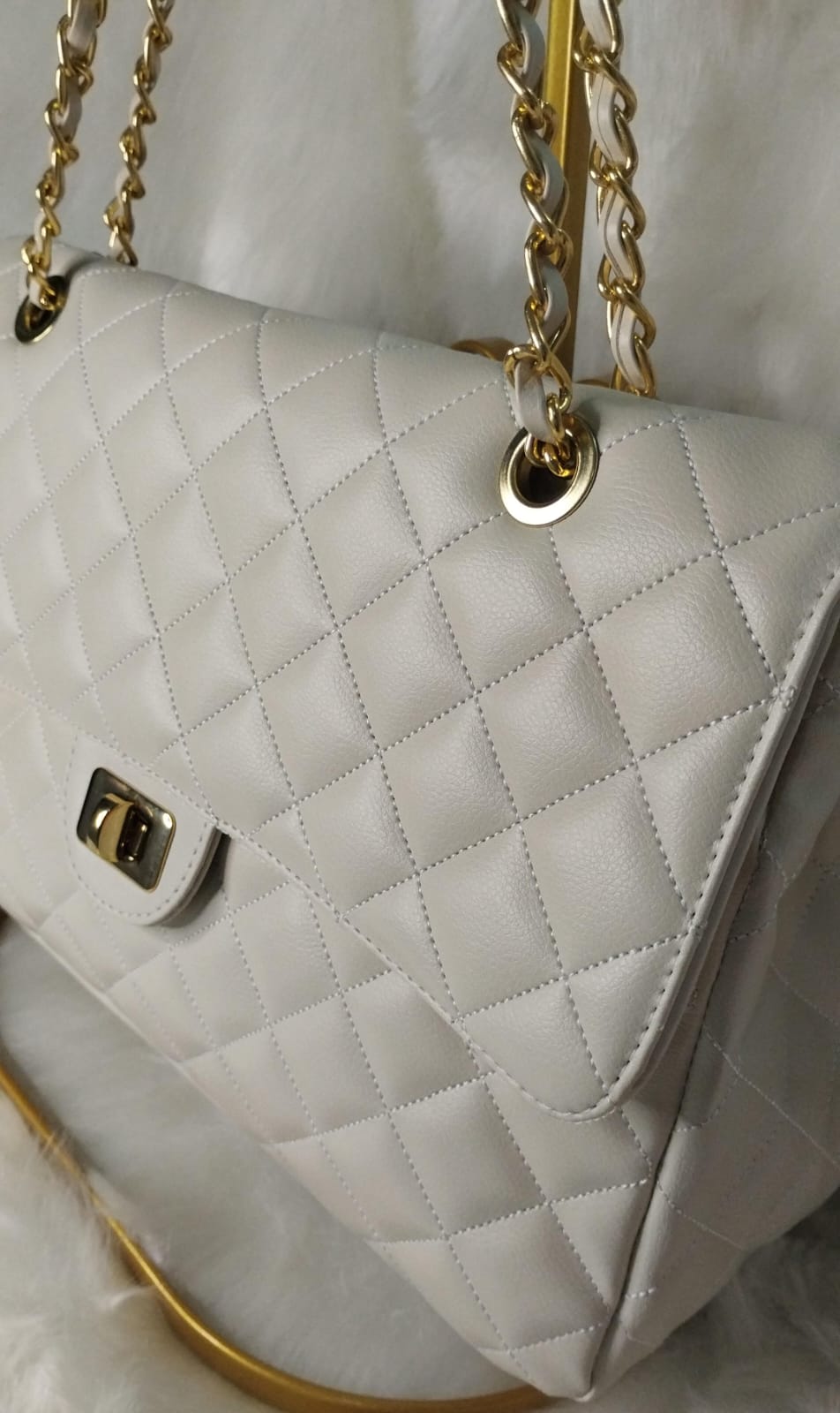 Bolsa Matelassê Grande ÂMBAR Off White - Image 3